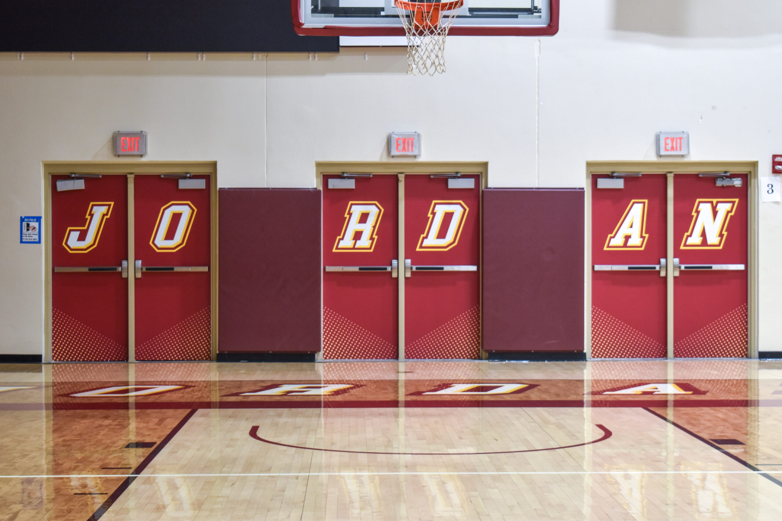 Jordan High School gym door graphics